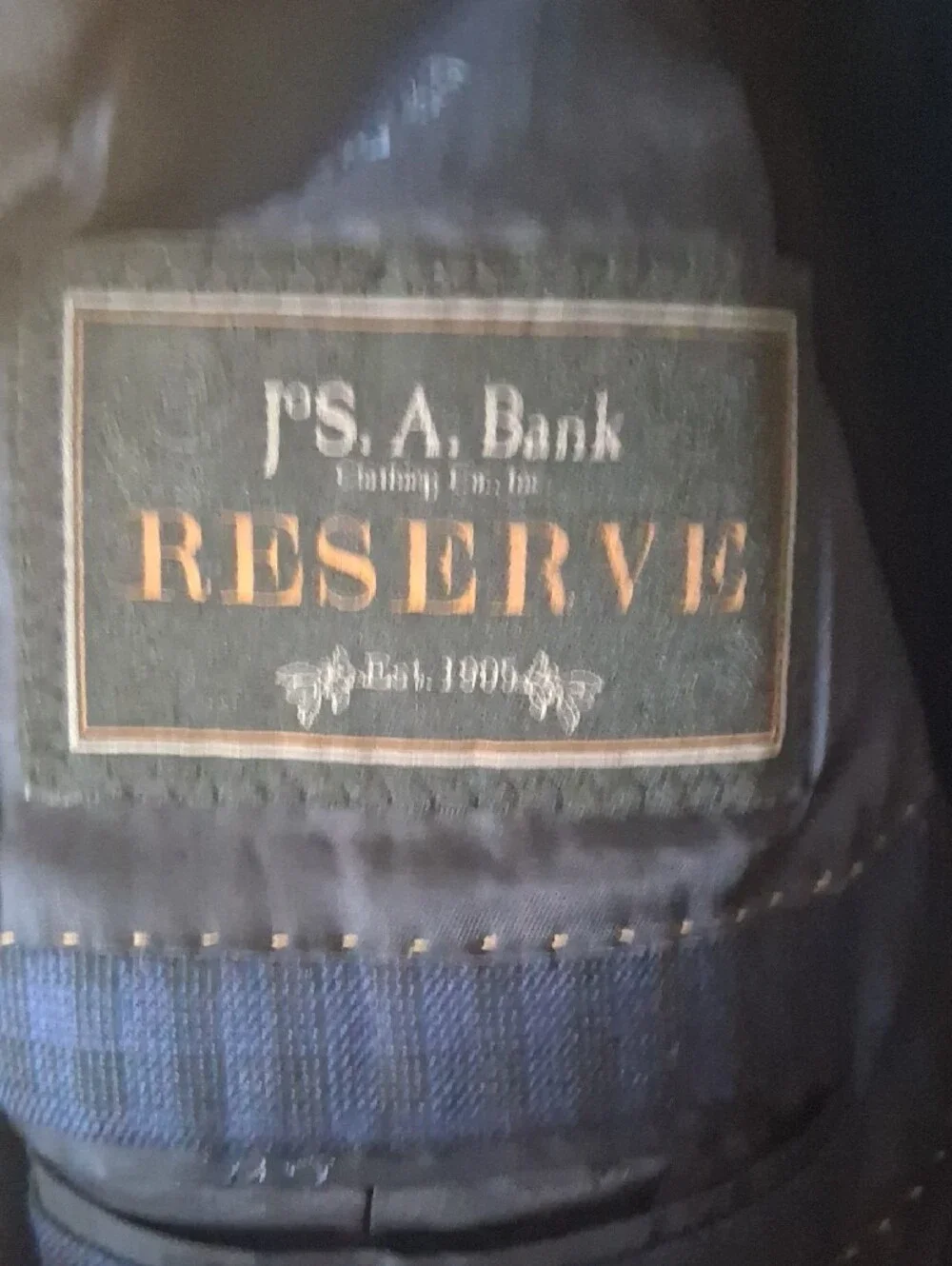 JoS A. Bank RESERVE Navy Windowpane Blazer - Classic Single-Breasted Jacket